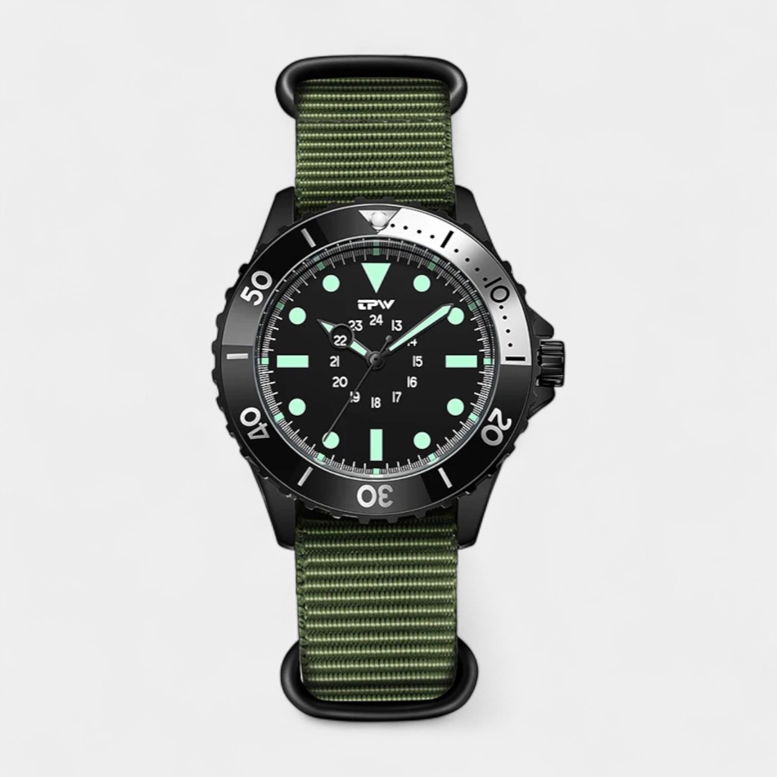 Vintares | Men's Stainless Steel Dive Watch - Military
