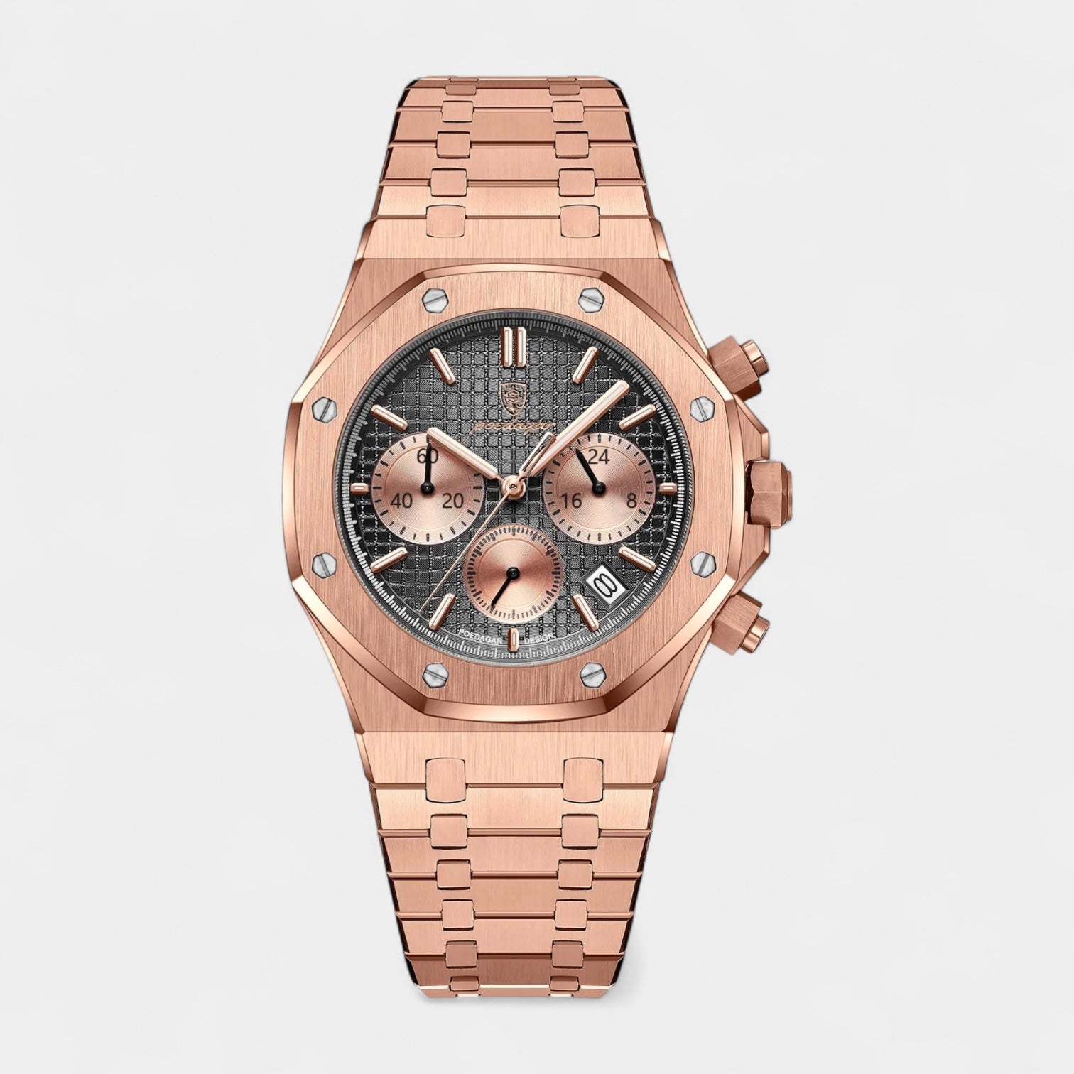 Vintares | 42 mm Crystal Quartz Chronograph Watch - Tachymeter