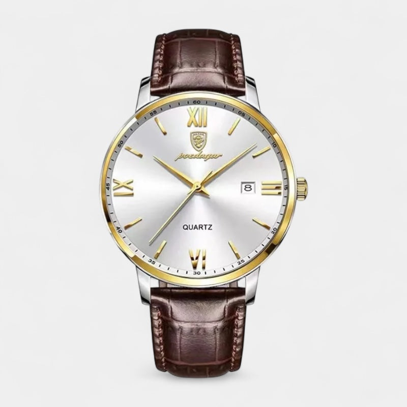 Vintares | Men’s Quartz Watch – Leather Strap & Date Display