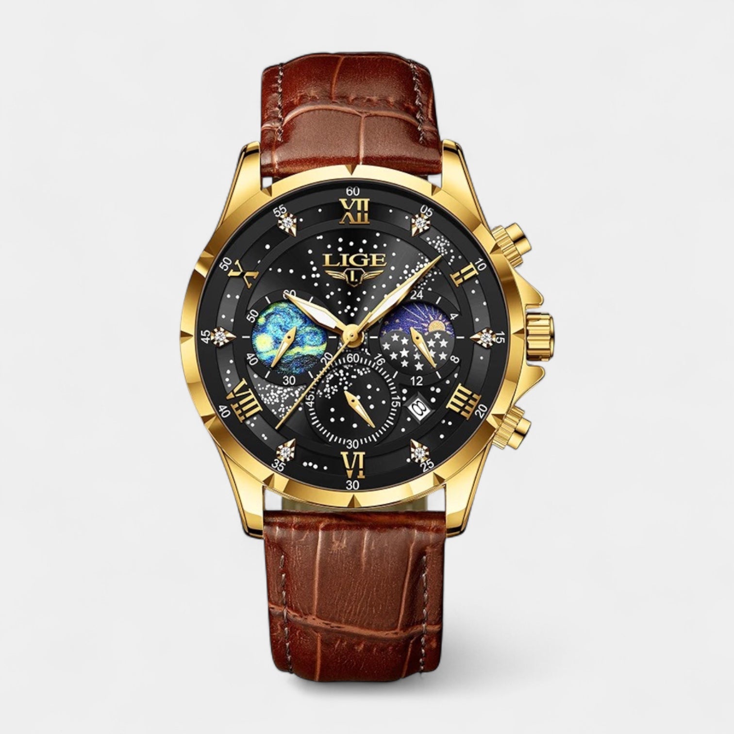 Vintares | Elegant Moonphase Watch Men