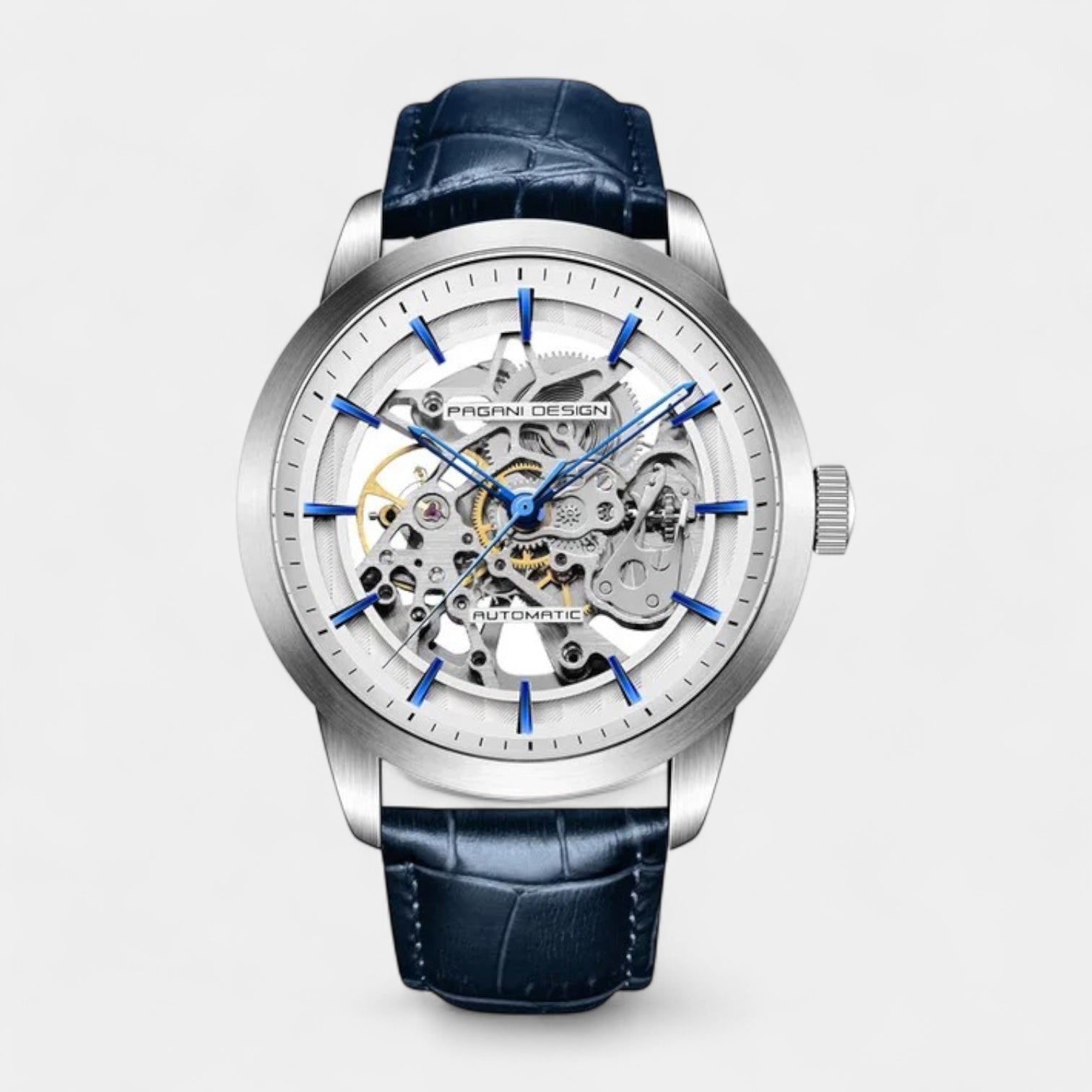 Vintares | Men's Skeleton Watch Leather Strap