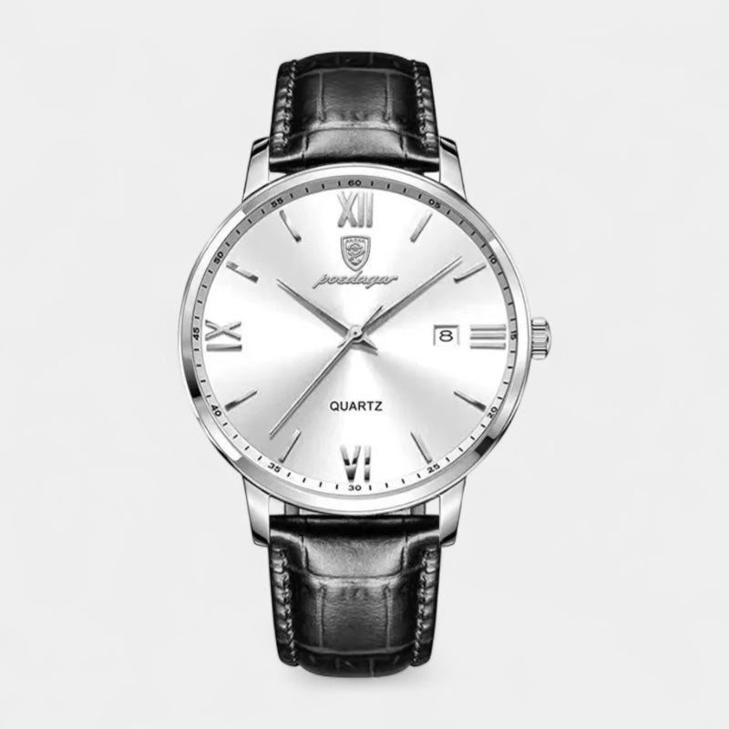 Vintares | Men’s Quartz Watch – Leather Strap & Date Display