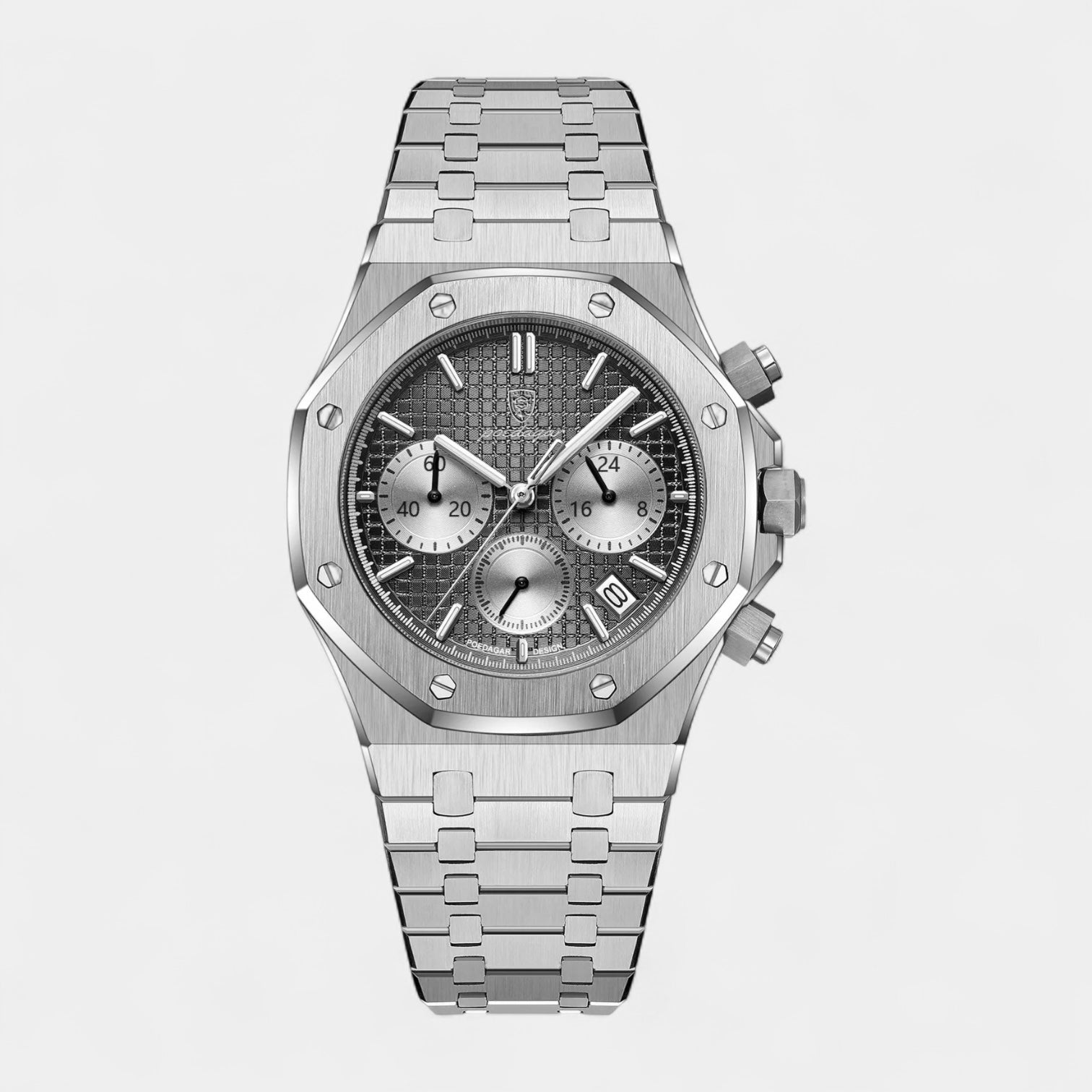Vintares | 42 mm Crystal Quartz Chronograph Watch - Tachymeter