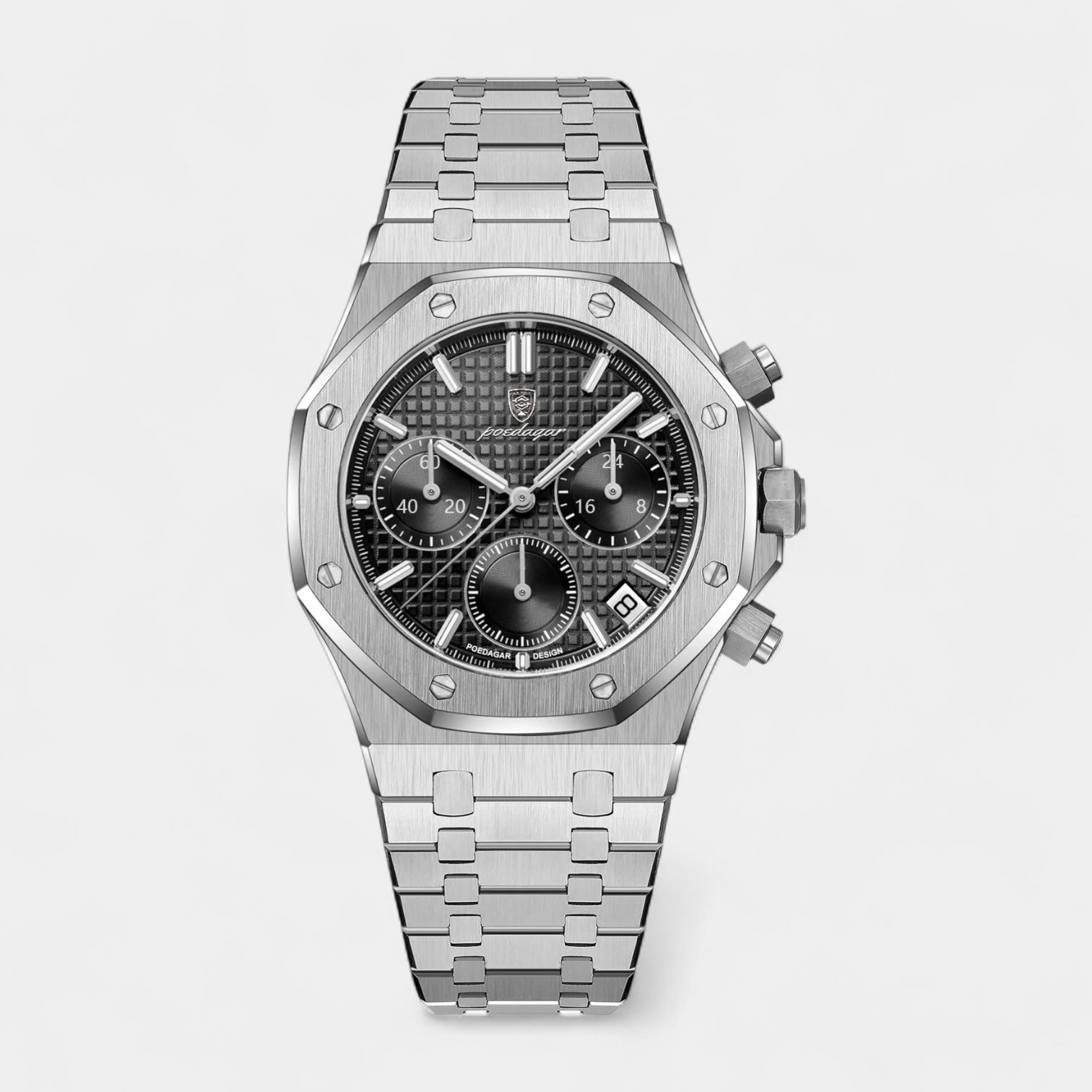 Vintares | 42 mm Crystal Quartz Chronograph Watch - Tachymeter