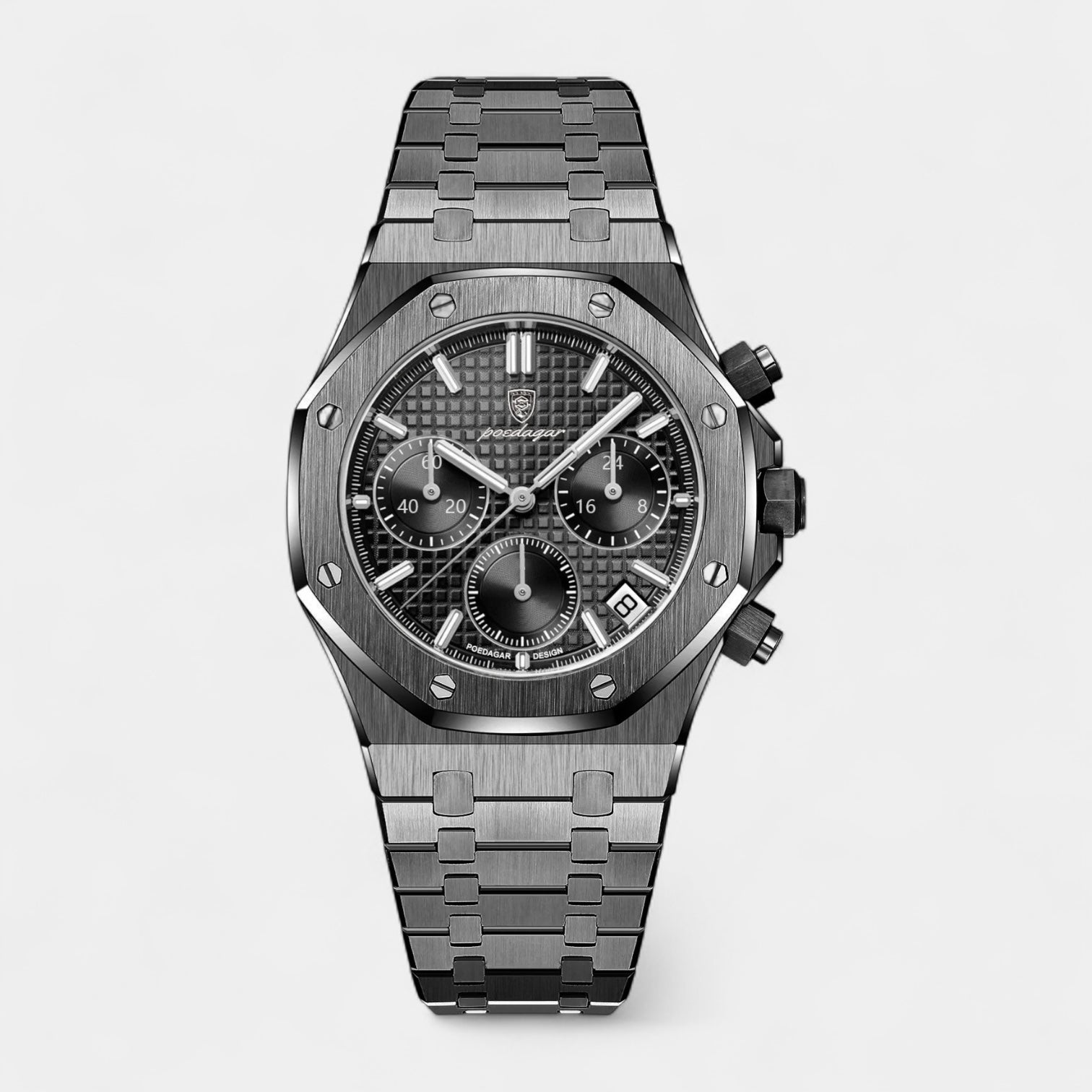 Vintares | 42 mm Crystal Quartz Chronograph Watch - Tachymeter